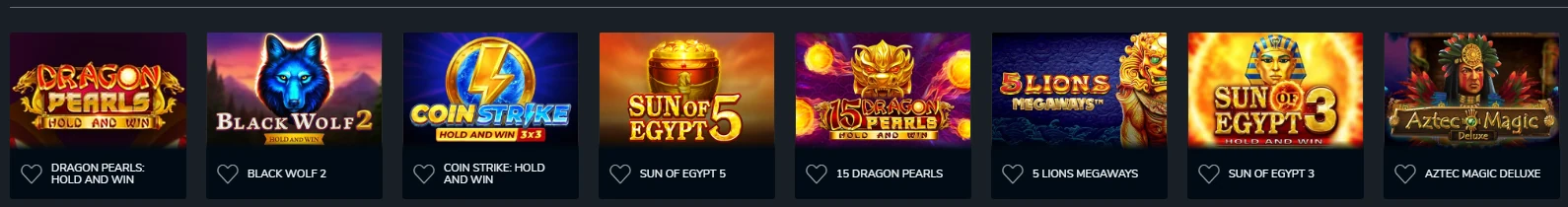 A row of pokie tiles from the Wolf Winner lobby