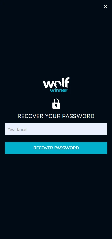 The Wolf Winner password recovery panel on a phone