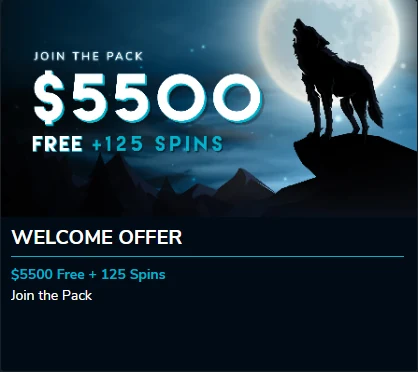The Wolf Winner welcome offer card from the promotions page