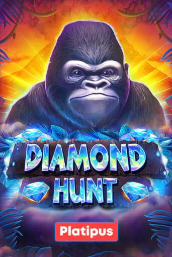 A gorilla staring out from behind a row of blue diamonds in jungle leaves