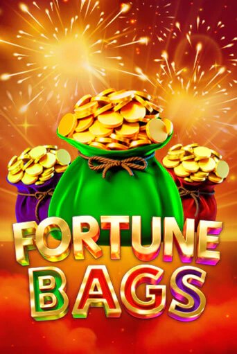 A green sack spilling gold coins in front of a burst of fireworks