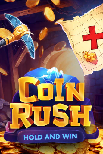 A glowing pickaxe swinging at a blue crystal above scattered gold coins