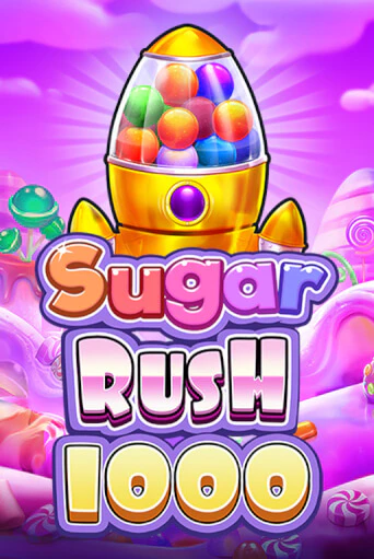 Golden gumball rocket standing against a violet candy sky